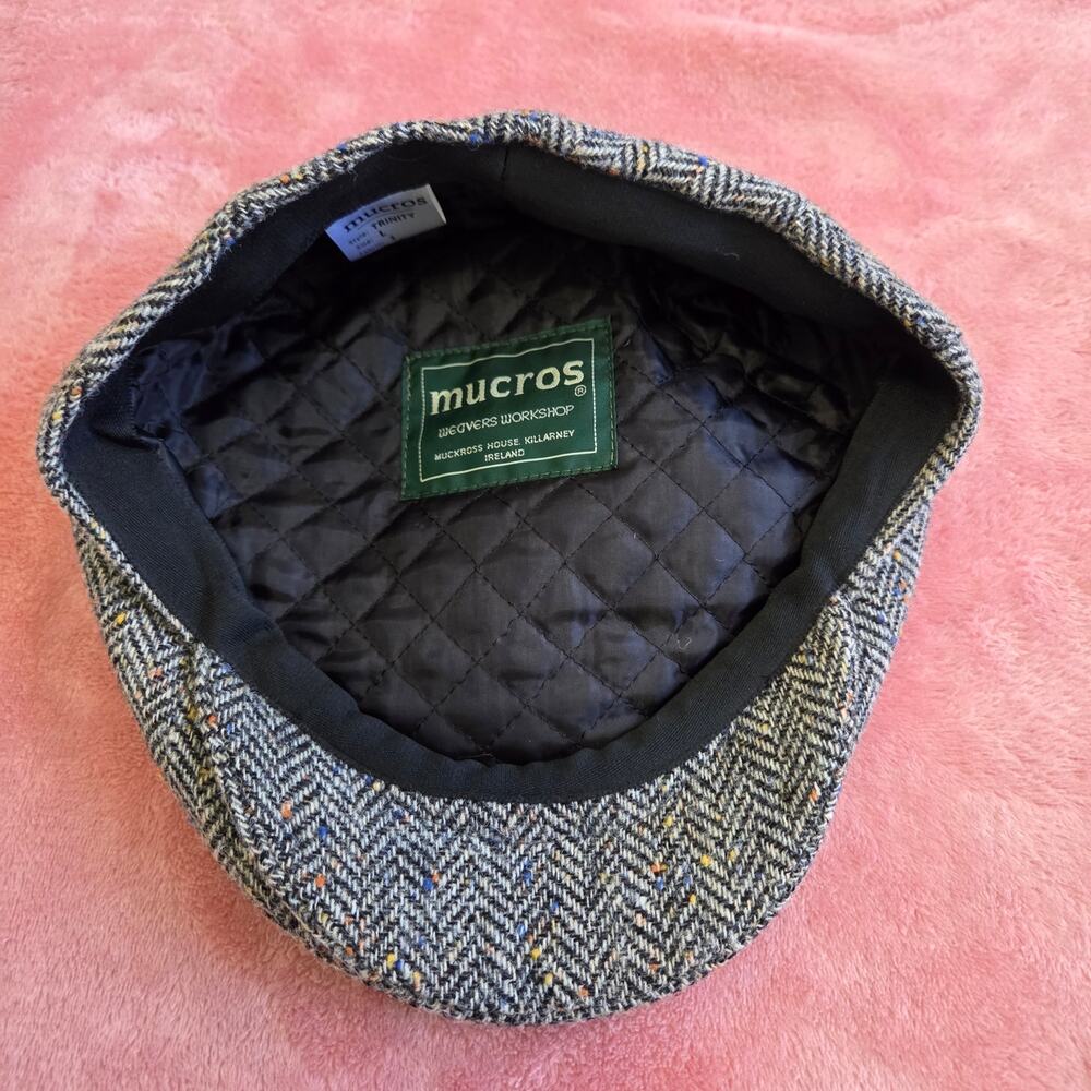 Vintage Irish Y2K MUCROS Trinity Wool Tweed Flat Cap
